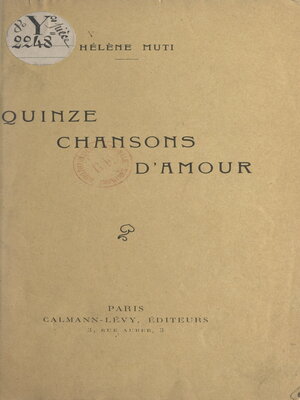 cover image of Quinze chansons d'amour